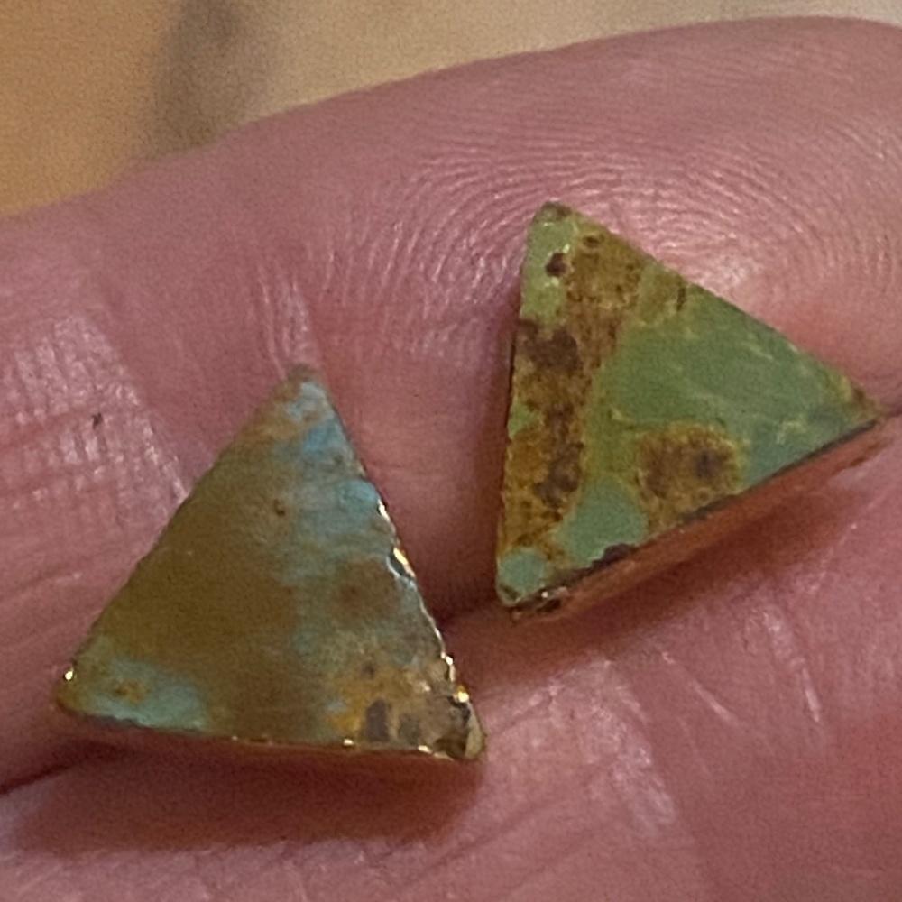 Gold foiled, gold toned turquoise earrings